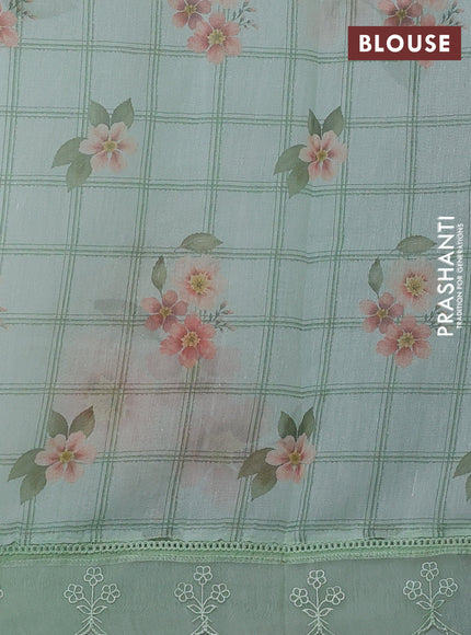 Pista Green Mul Cotton - Organza Border