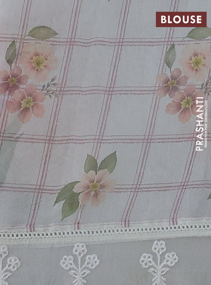 Off White Mul Cotton - Organza Border