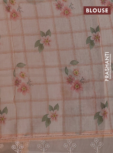 Peach Orange Mul Cotton - Organza Border
