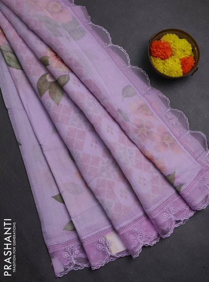 Lavender Mul Cotton - Organza Border