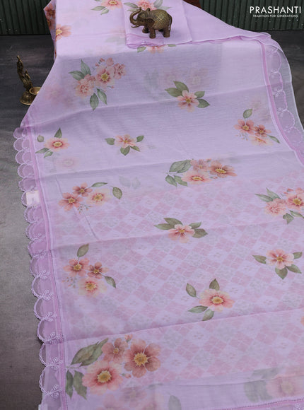 Lavender Mul Cotton - Organza Border