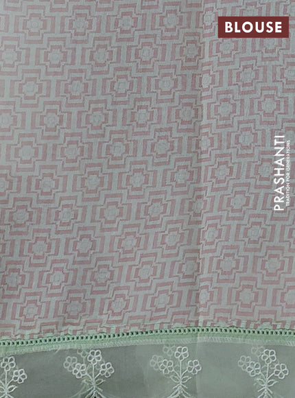 Pista Green Mul Cotton - Organza Border