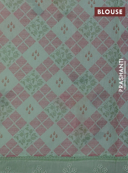 Pista Green Mul Cotton - Organza Border