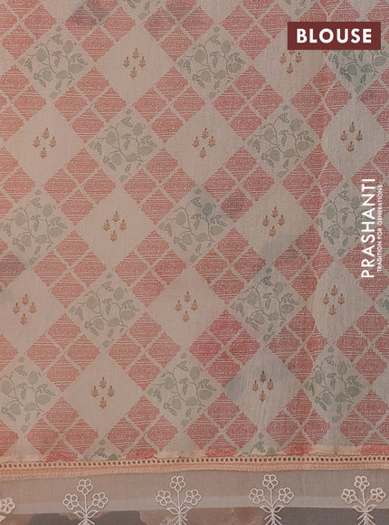 Peach Orange Mul Cotton - Organza Border