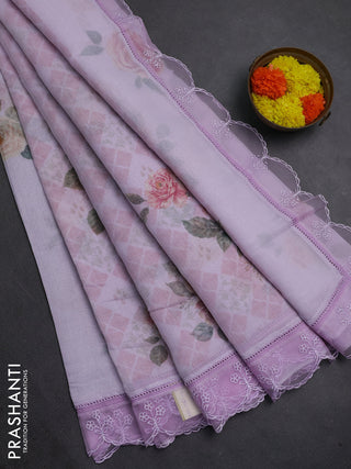 Lavender Mul Cotton - Organza Border