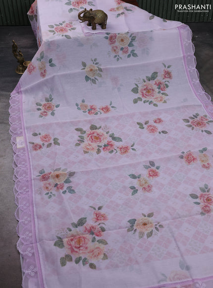 Lavender Mul Cotton - Organza Border