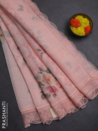 Peach Mul Cotton - Organza Border