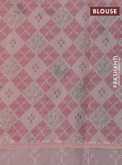 Peach Mul Cotton - Organza Border