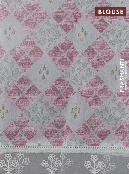 Off White Mul Cotton - Organza Border