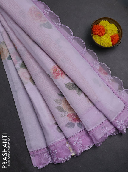 Lavender Mul Cotton - Organza Border