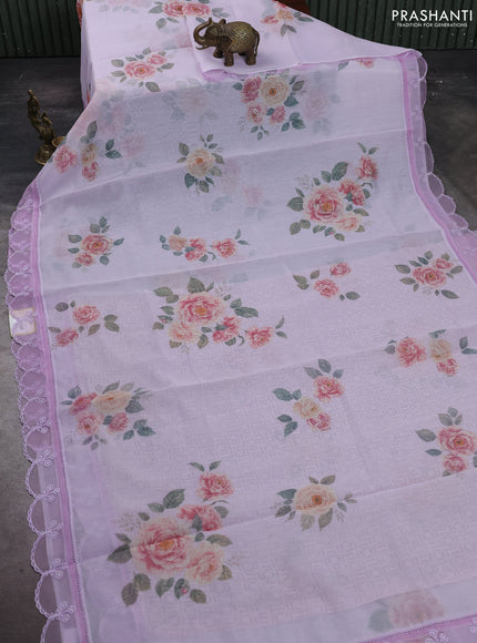 Lavender Mul Cotton - Organza Border