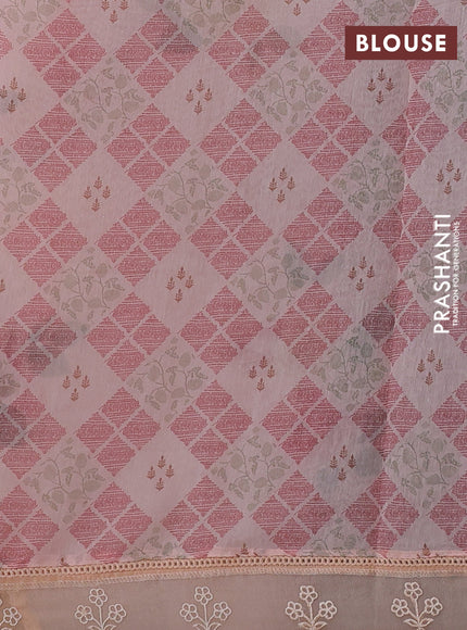 Peach Mul Cotton - Organza Border