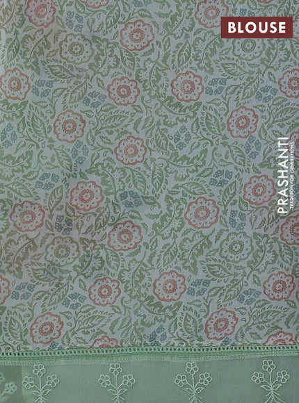 Pista Green Mul Cotton - Organza Border