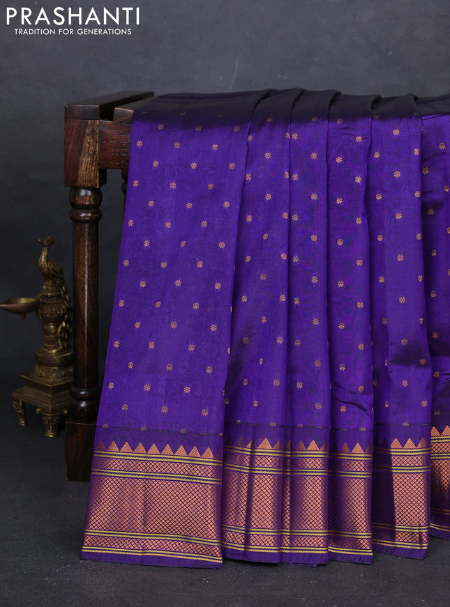 Violet Semi Paithani Silk Saree
