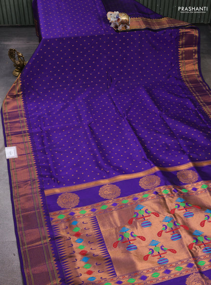 Violet Semi Paithani Silk Saree