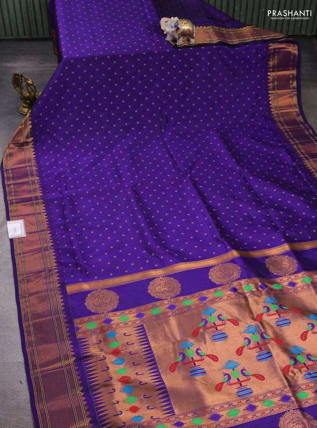 Violet Semi Paithani Silk Saree
