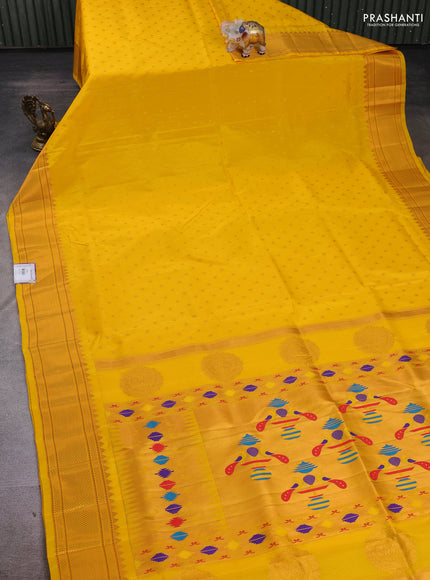 Yellow Semi Paithani Silk Saree