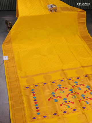 Yellow Semi Paithani Silk Saree