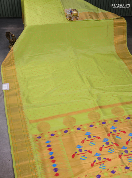 Fluorescent Green Semi Paithani Silk Saree
