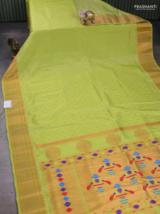 Fluorescent Green Semi Paithani Silk Saree
