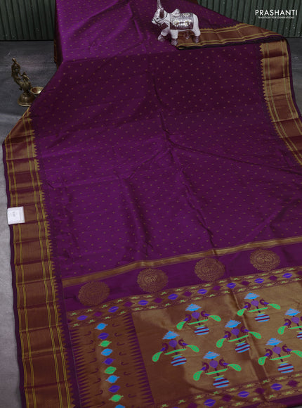Wine Semi Paithani Silk Saree