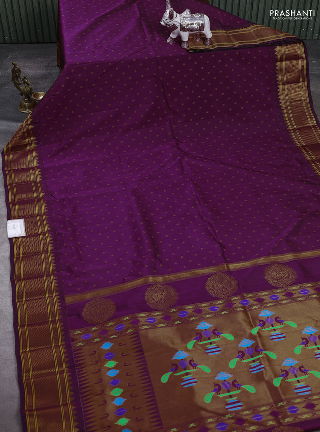 Wine Semi Paithani Silk Saree