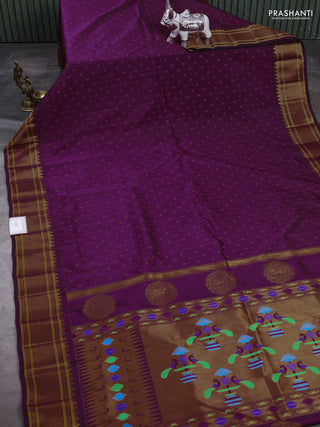 Wine Semi Paithani Silk Saree