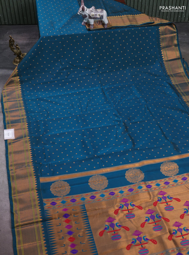 Peacock Green Semi Paithani Silk Saree