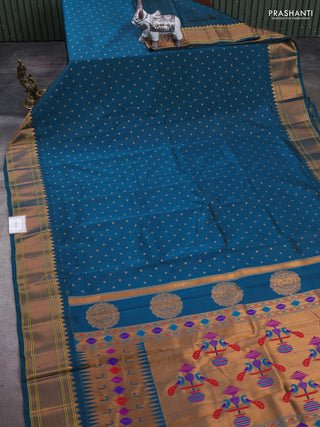 Peacock Green Semi Paithani Silk Saree