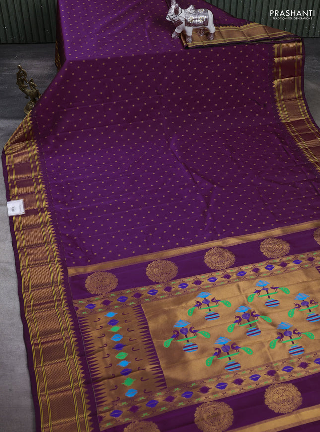 Wine Semi Paithani Silk Saree