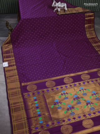 Wine Semi Paithani Silk Saree