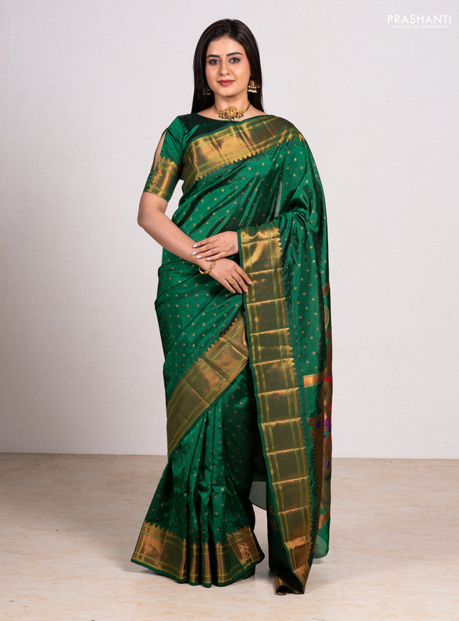 Green Semi Paithani Silk Saree