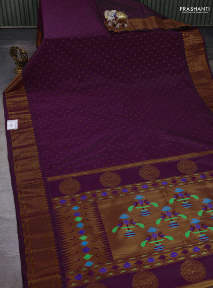 Wine Semi Paithani Silk Saree
