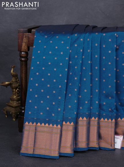 Peacock Blue Semi Paithani Silk Saree
