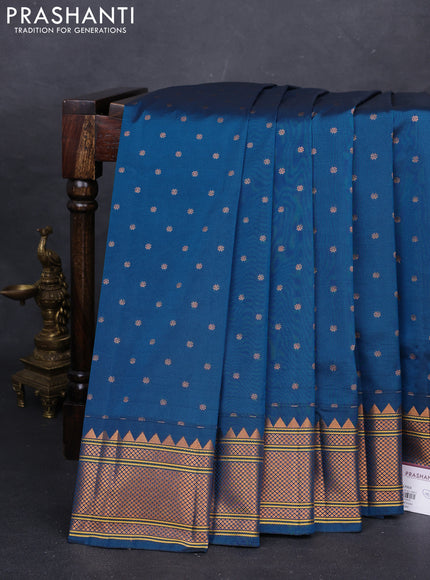 Peacock Blue Semi Paithani Silk Saree