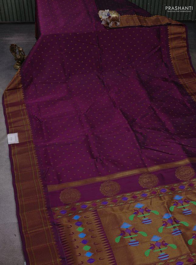 Wine Semi Paithani Silk Saree
