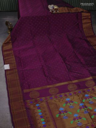 Wine Semi Paithani Silk Saree