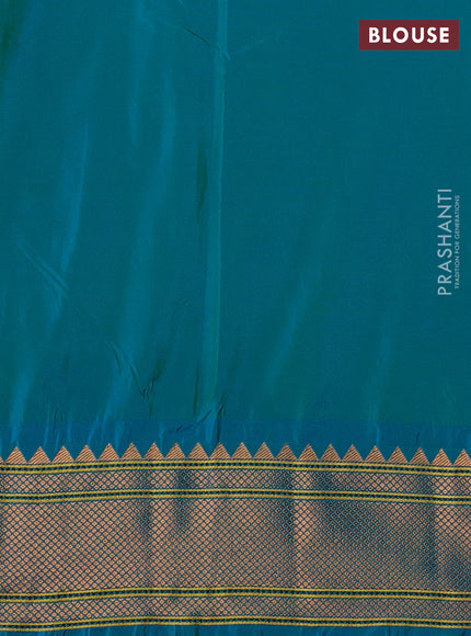 Teal Blue Semi Paithani Silk Saree