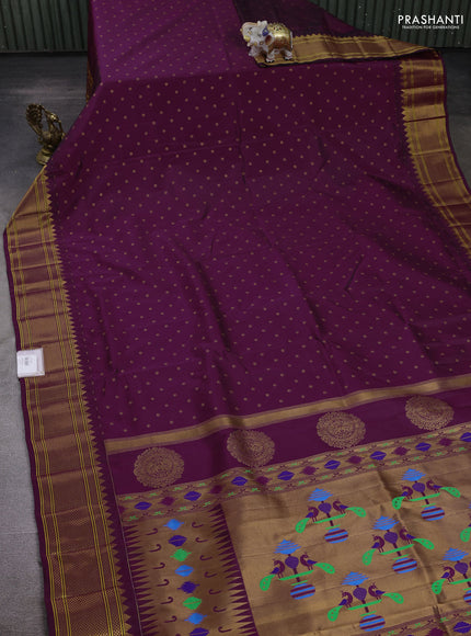Wine Semi Paithani Silk Saree