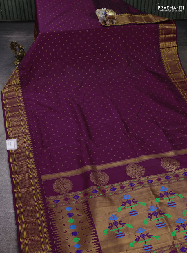 Wine Semi Paithani Silk Saree