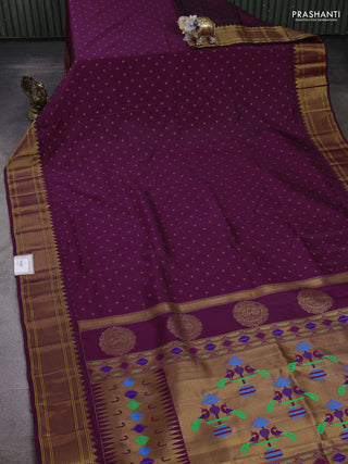 Wine Semi Paithani Silk Saree