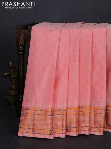 Peach Semi Paithani Silk Saree