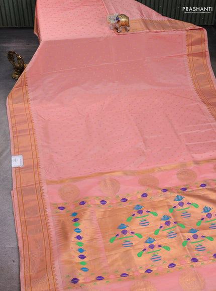 Peach Semi Paithani Silk Saree