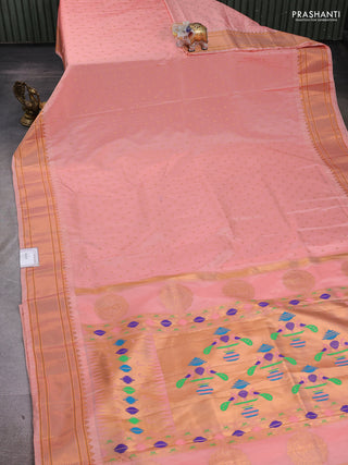 Peach Semi Paithani Silk Saree