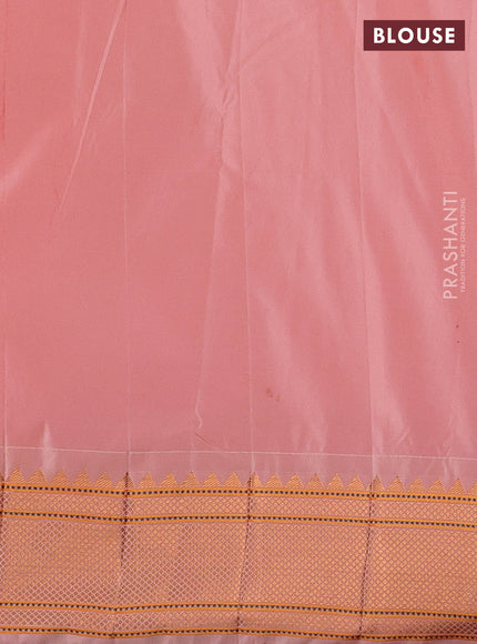 Peach Semi Paithani Silk Saree