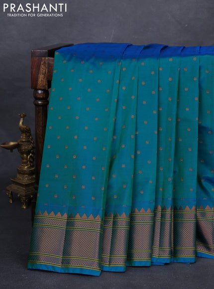 Teal Blue Semi Paithani Silk Saree