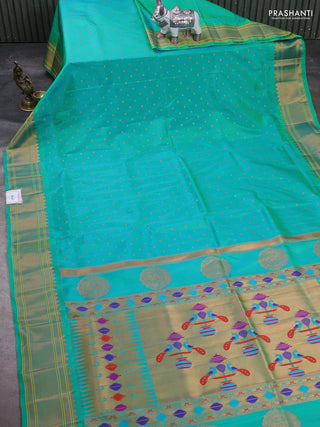 Teal Green Semi Paithani Silk Saree