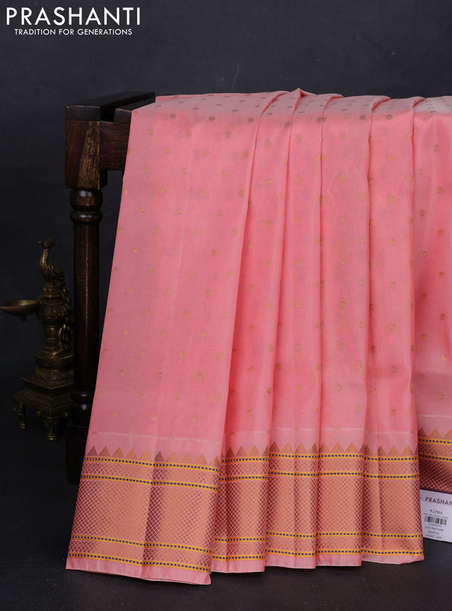 Peach Semi Paithani Silk Saree