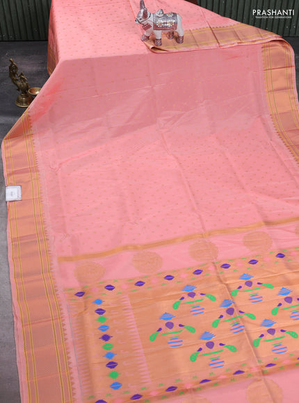 Peach Semi Paithani Silk Saree