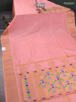 Peach Semi Paithani Silk Saree
